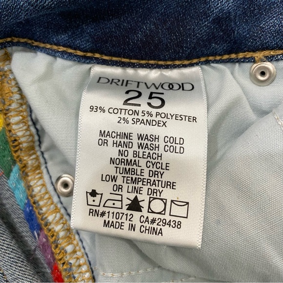 DRIFTWOOD Skinny High Rise Jackie Jeans with Embroidered Arrows Size 25 - Picture 9 of 9
